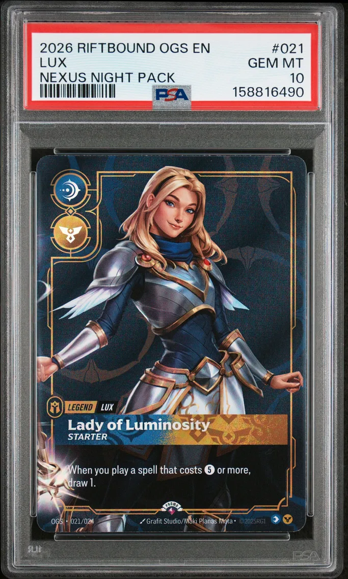2026 #021 Lux - Lady of Luminosity PSA 10 Riftbound: League of Legends Ogs-Origins Proving Grounds