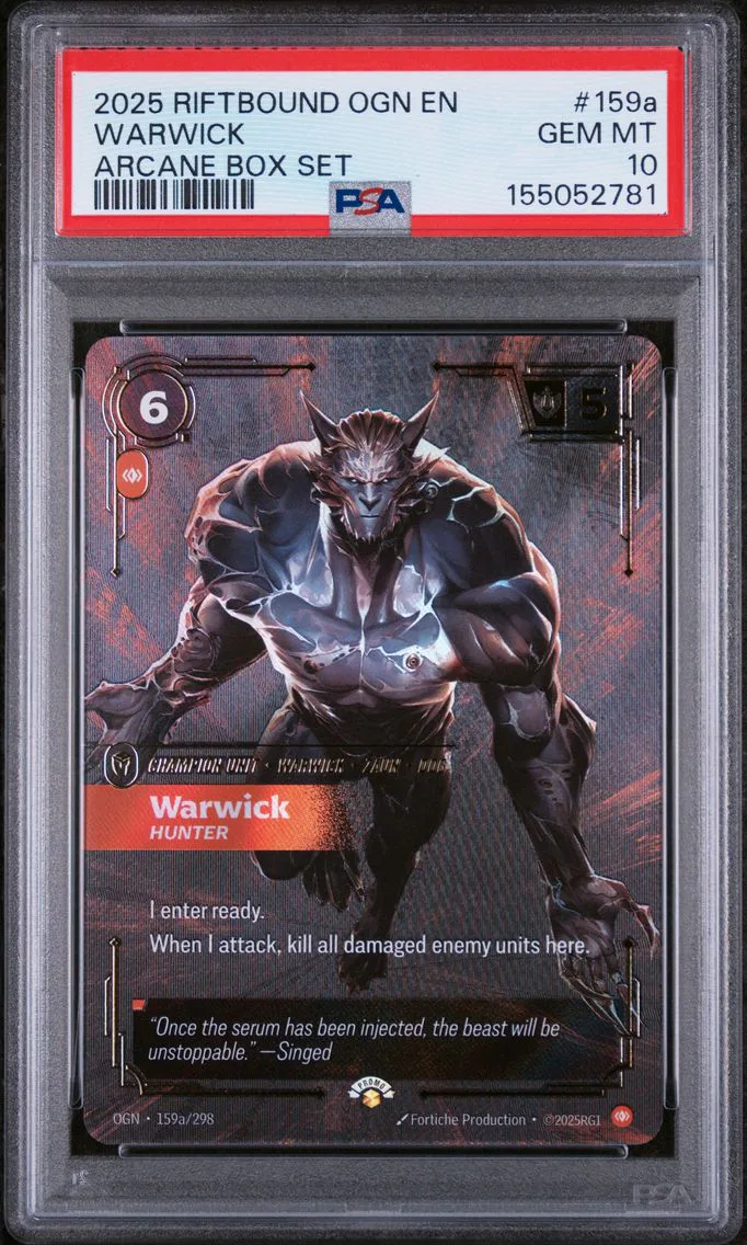 2025 #159a Warwick - Hunter PSA 10 Riftbound: League of Legends Ogn-Origins