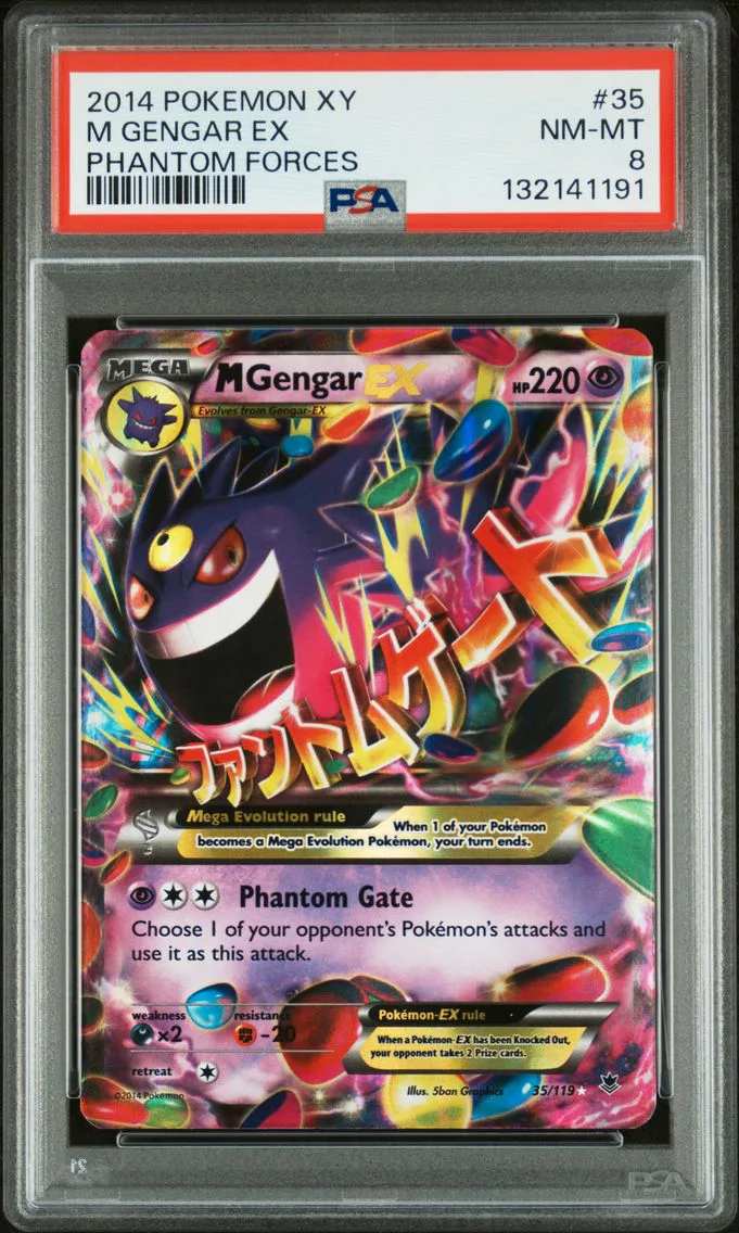 2014 #35 M Gengar EX PSA 8 XY Phantom Forces Pokemon