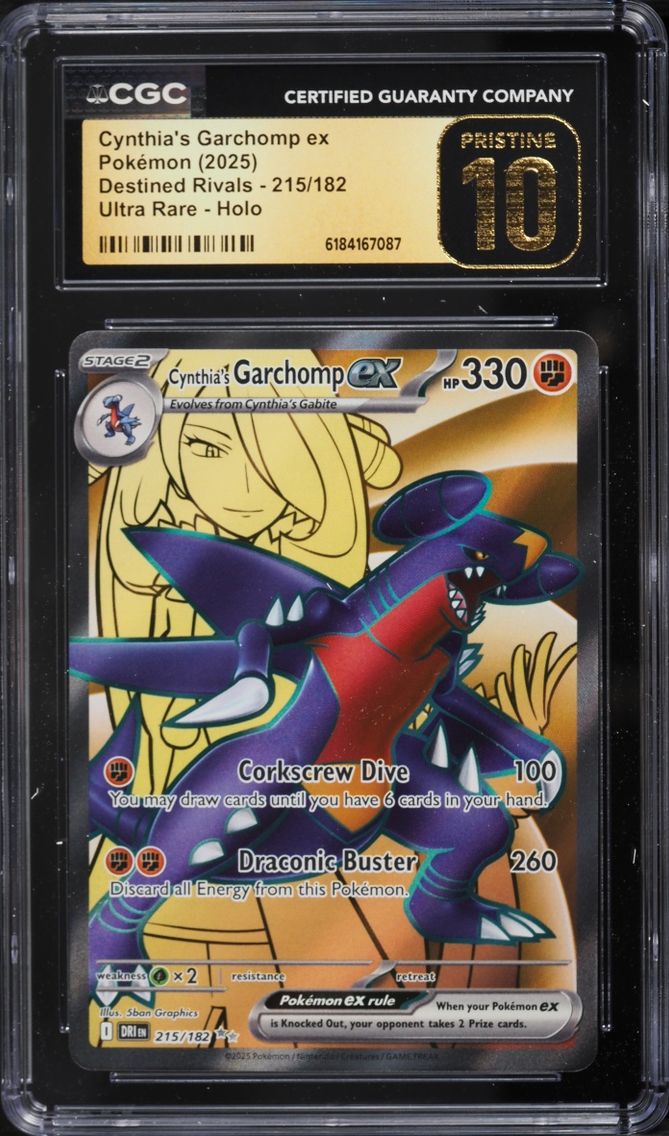 2025 #215 Cynthia's Garchomp EX CGC 10 Pokemon SV Destined Rivals Full Art