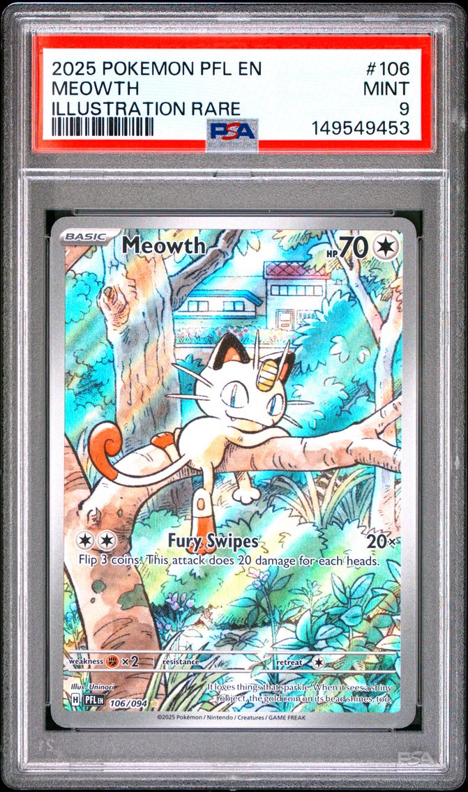 2025 #106 Meowth PSA 9 Pfl EN-Phantasmal Flames
