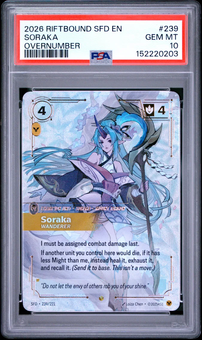 2026 #239 Soraka - Wanderer PSA 10 Riftbound: League of Legends Sfd-Spiritforged
