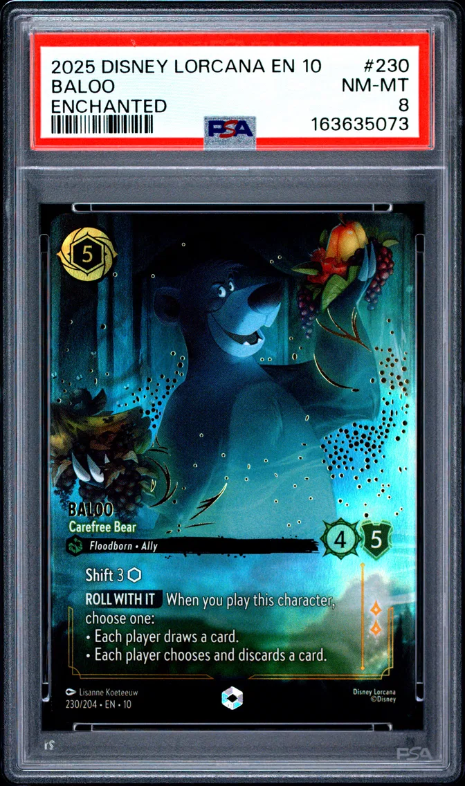 2025 #230 Baloo - Carefree Bear PSA 8 Disney Lorcana EN 10-Whispers in the Well