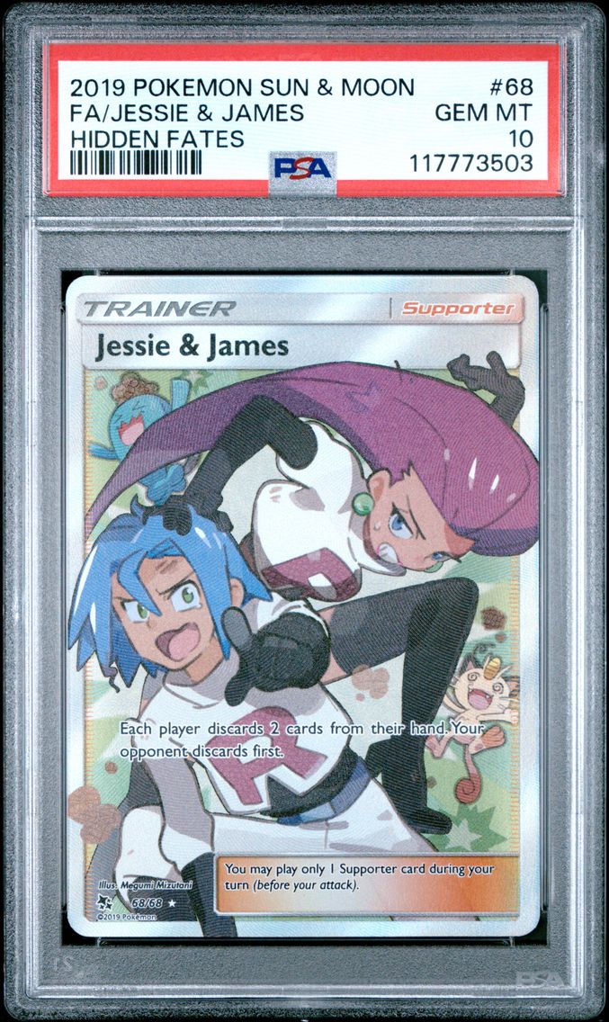 2019 #68 Full Art/Jessie & James PSA 10 Sun & Moon Hidden Fates