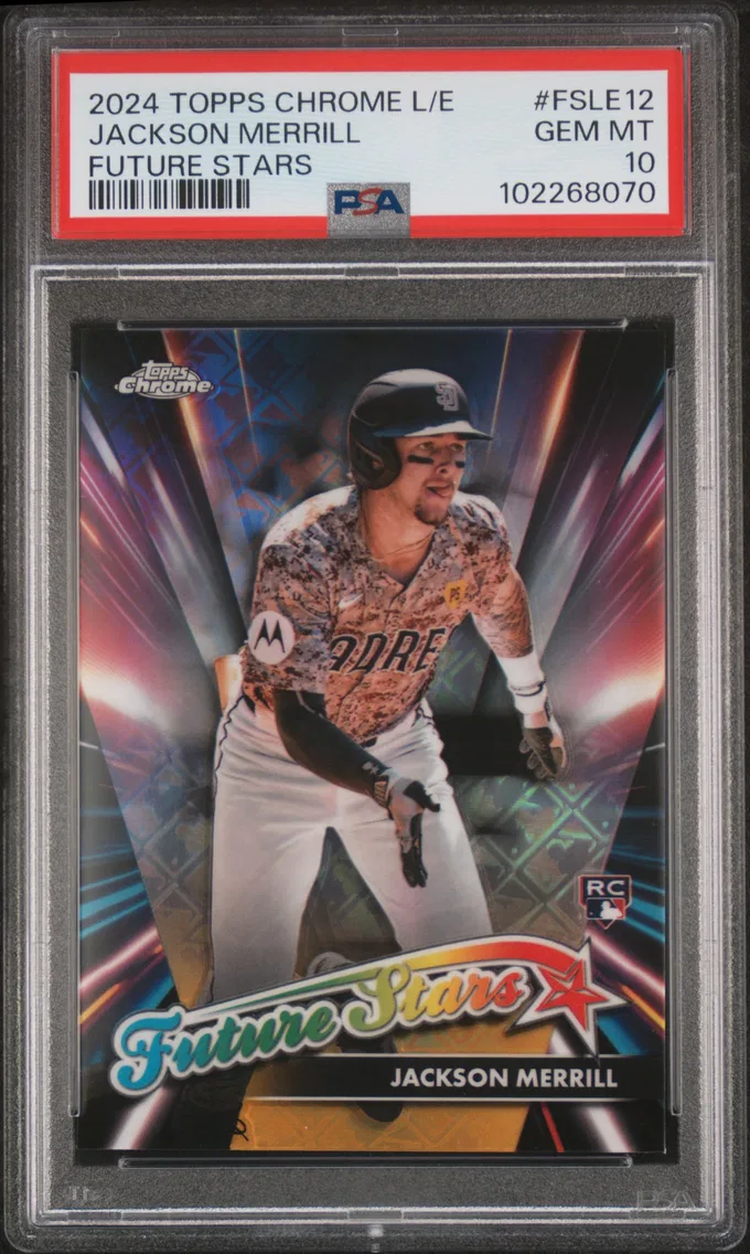 2024 #FSLE12 Jackson Merrill PSA 10 Topps Chrome Logofractor Edition Future Stars
