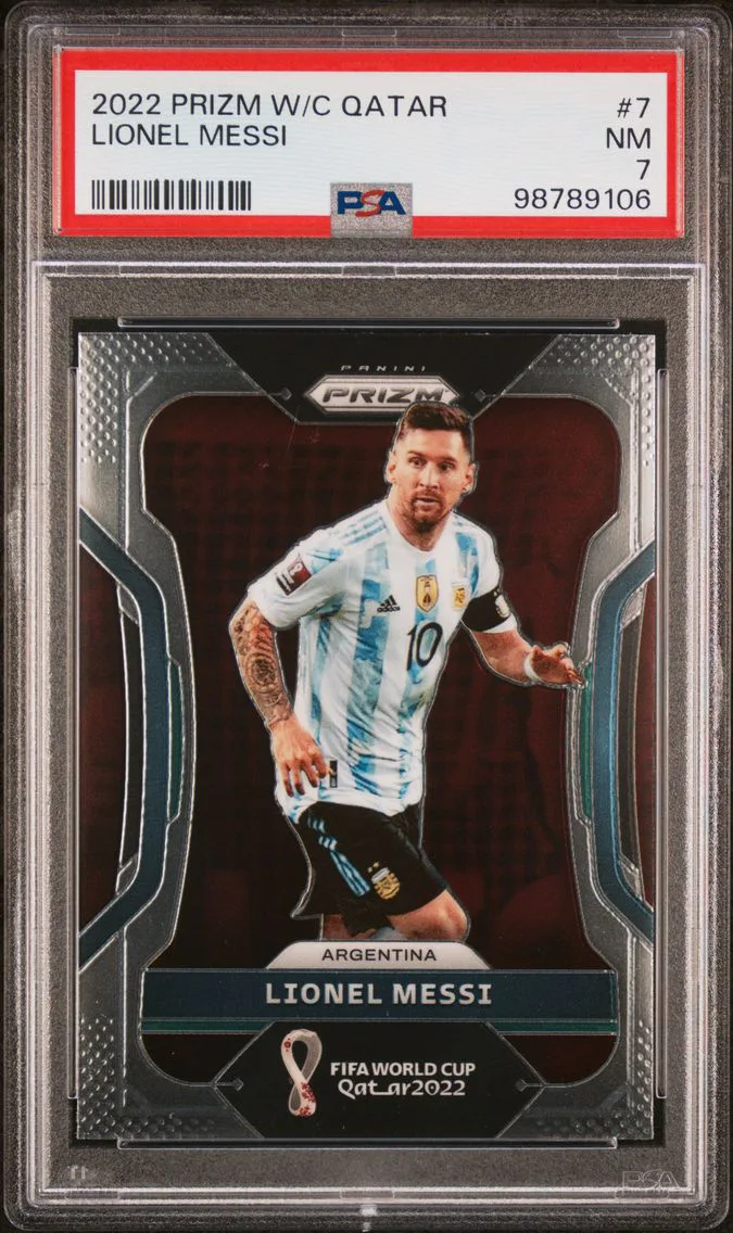 2022 #7 Lionel Messi PSA 7 Panini Prizm World Cup Qatar