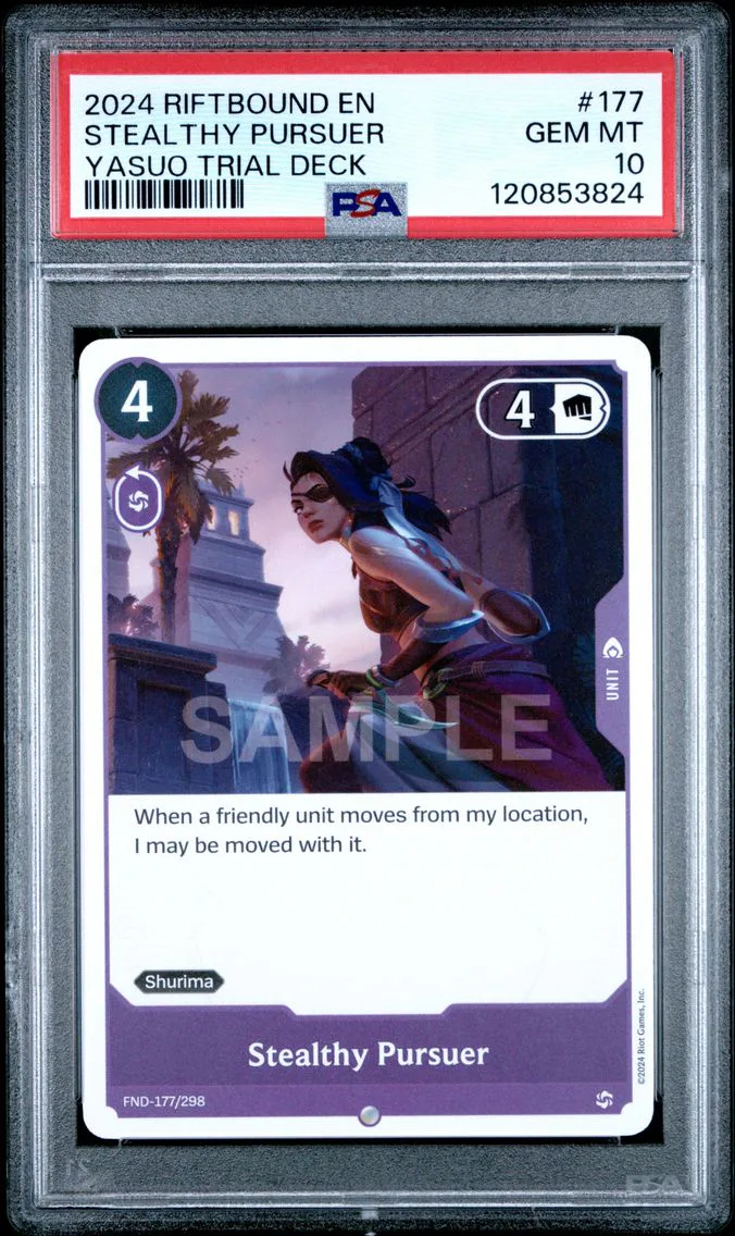 2024 #177 Stealthy Pursuer PSA 10 Riftbound: League of Legends Yasuo Trial Deck