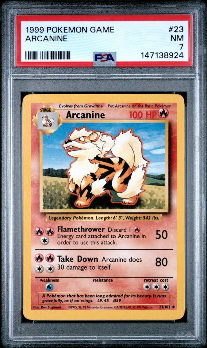 1999 #23 Arcanine PSA 7 Game Pokemon