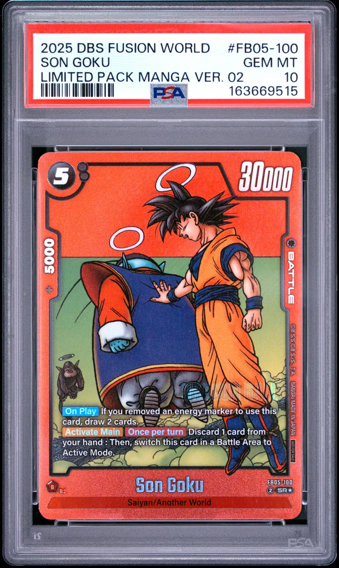 2025 #FB05-100 Son Goku PSA 10 Dragon Ball Super Card Game Fusion World Limited Pack Manga Version 02