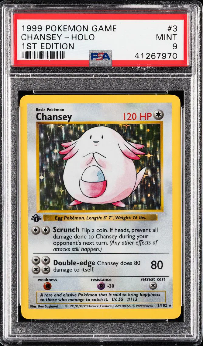 1999 #3 Chansey-Holo 1st Edition PSA 9 Game Pokemon