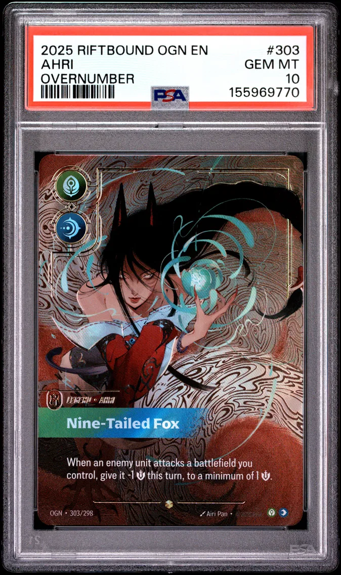 2025 #303 Ahri - Nine-Tailed Fox PSA 10 Riftbound: League of Legends Ogn-Origins