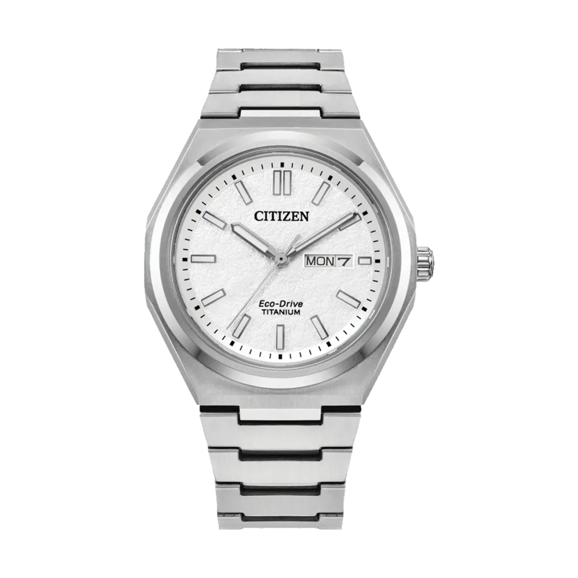 Citizen Zenshin Three-hand Eco-Drive Super Titanium 39mm - White on Bracelet