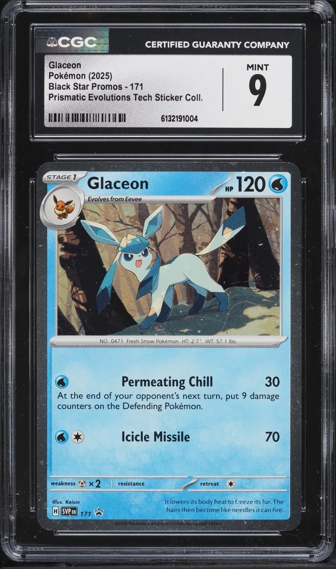 2025 #171 Scarlet & Violet Promo Prismatic Evolution Tech Sticker Glaceon MINT CGC 9 Pokemon