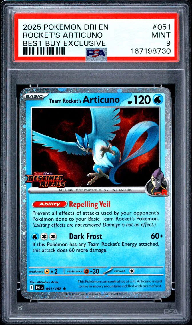 2025 #051 Team Rocket's Articuno PSA 9 Dri EN-Destined Rivals