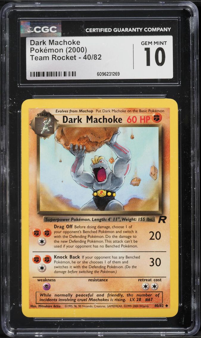 2000 Pokemon Team Rocket Dark Machoke #40 CGC 10 GEM MINT