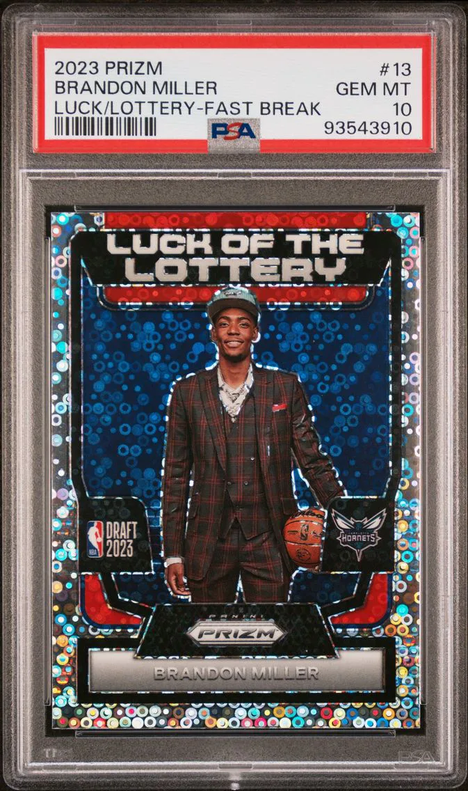 2023 #13 Brandon Miller PSA 10 Panini Prizm Luck of the Lottery