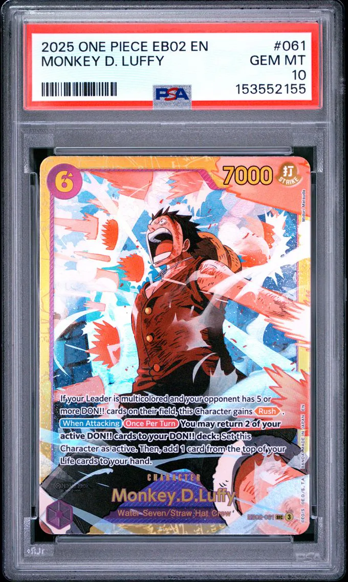 2025 #061 Monkey D. Luffy PSA 10 One Piece EB02-Extra Booster -Anime 25th Collection-