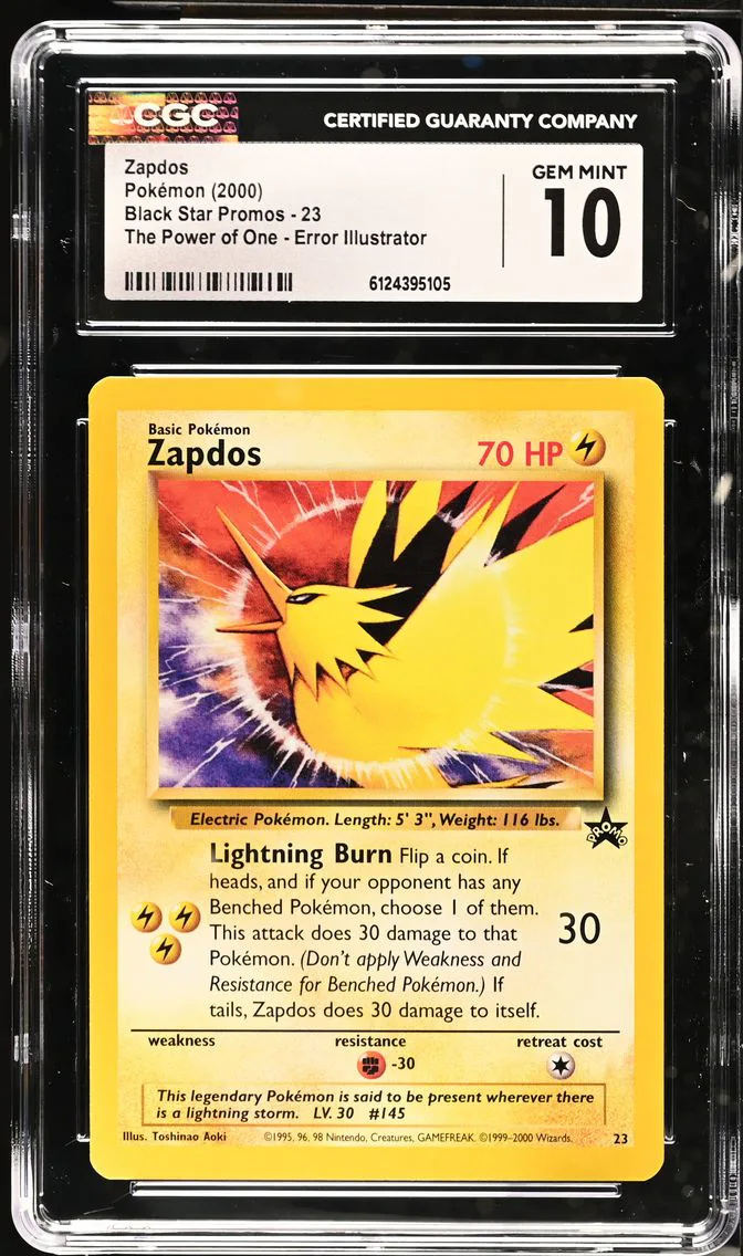 2000 #23 Zapdos CGC 10 Black Star Promos - WotC - English