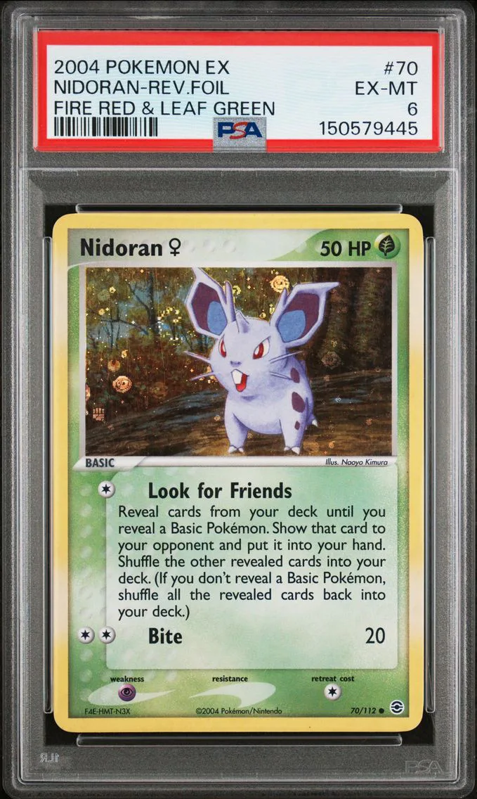 2004 #70 Nidoran-Reverse Foil PSA 6 EX Fire Red & Leaf Green