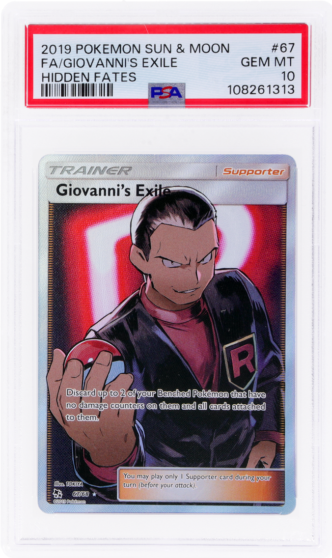 2019 #67 Full Art/Giovanni's Exile PSA Sun & Moon Hidden Fates Pokemon