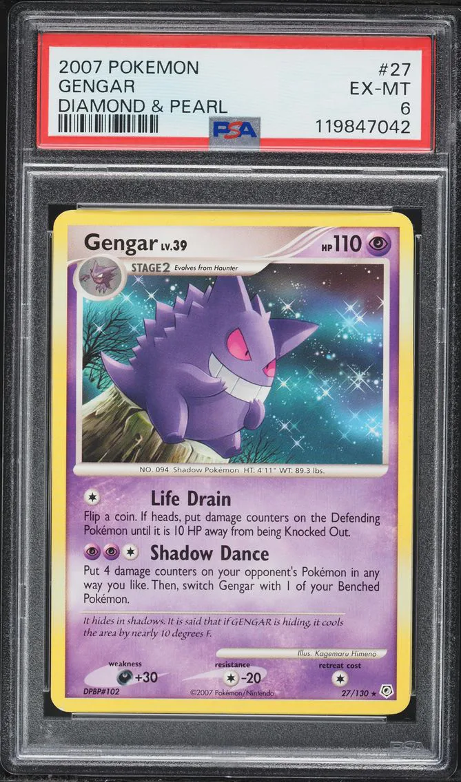 2007 #27 Gengar PSA 6 Diamond & Pearl Pokemon