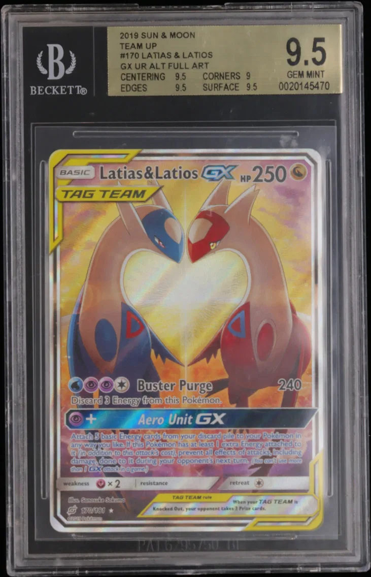 2019 #170 Latias & Latios GX UR ALT FULL ART BGS 9.5 Sun and Moon Team Up