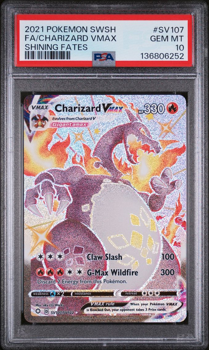 2021 #SV107 Full Art/Charizard Vmax PSA 10 Sword & Shield Shining Fates