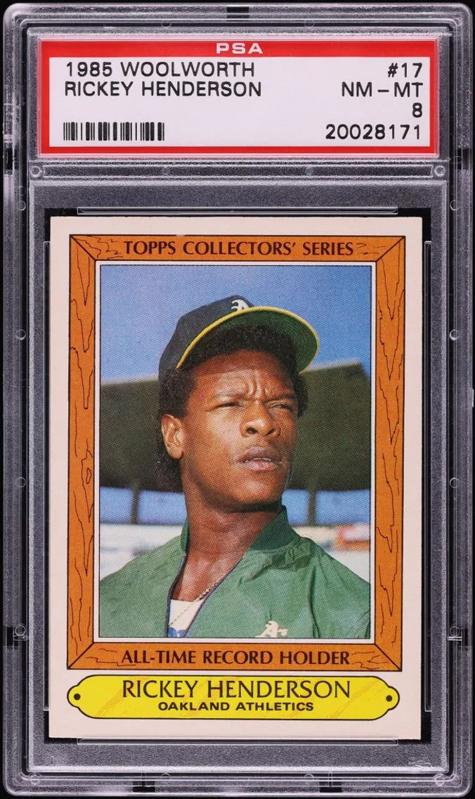 1985 Topps Woolworth Rickey Henderson #17 PSA 8 NM-MT