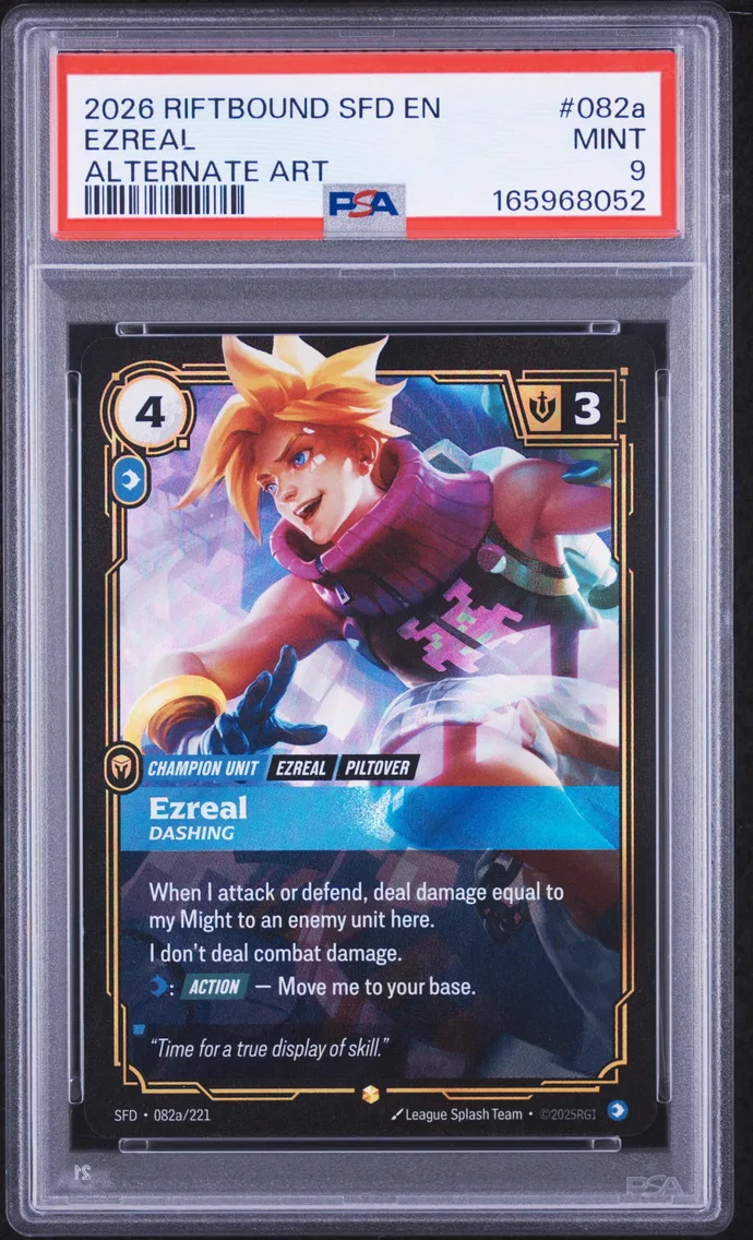 2026 #082a Ezreal - Dashing PSA 9 Riftbound: League of Legends Sfd-Spiritforged
