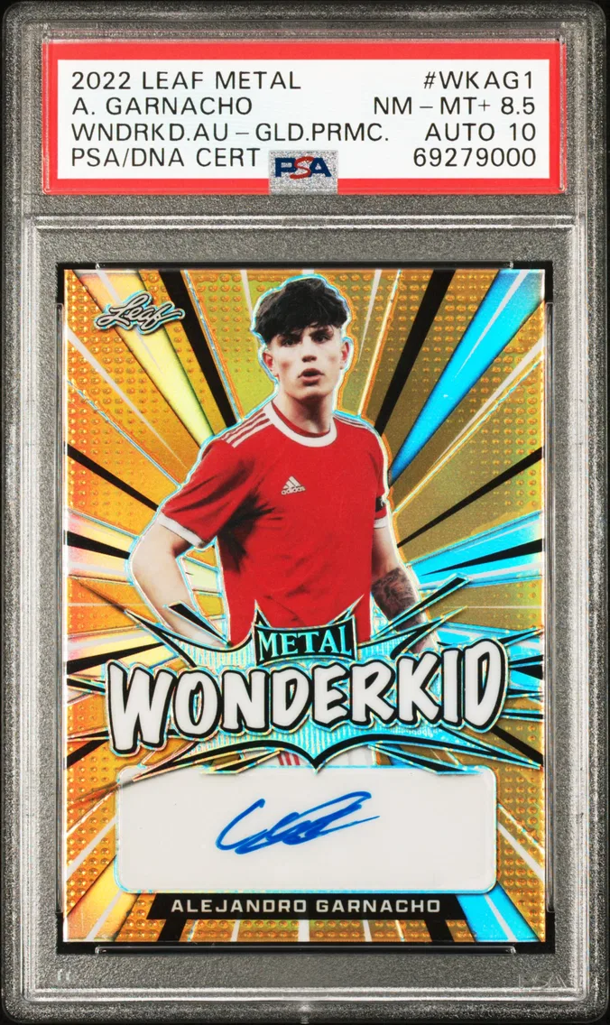 2022 #WKAG1 Alejandro Garnacho PSA 8.5 Leaf Metal Wonderkid Autographs