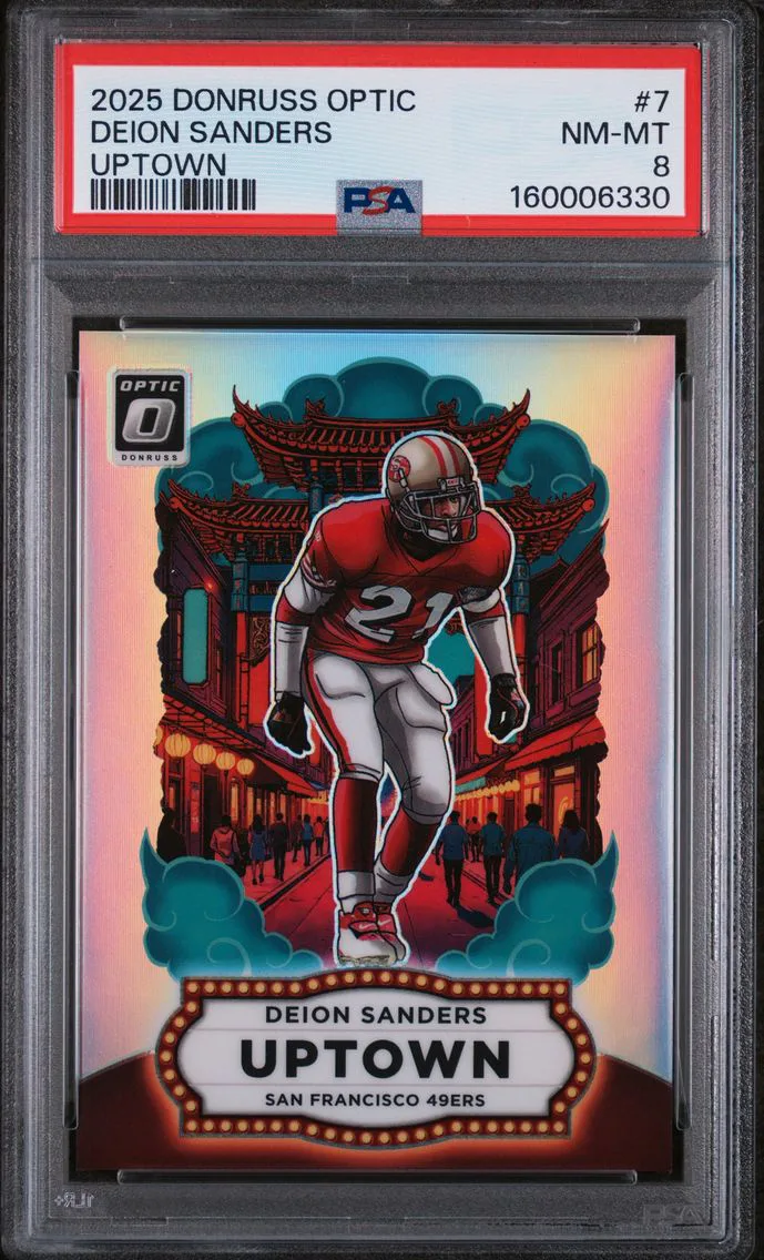 2025 #7 Deion Sanders PSA 8 Panini Donruss Optic Uptown