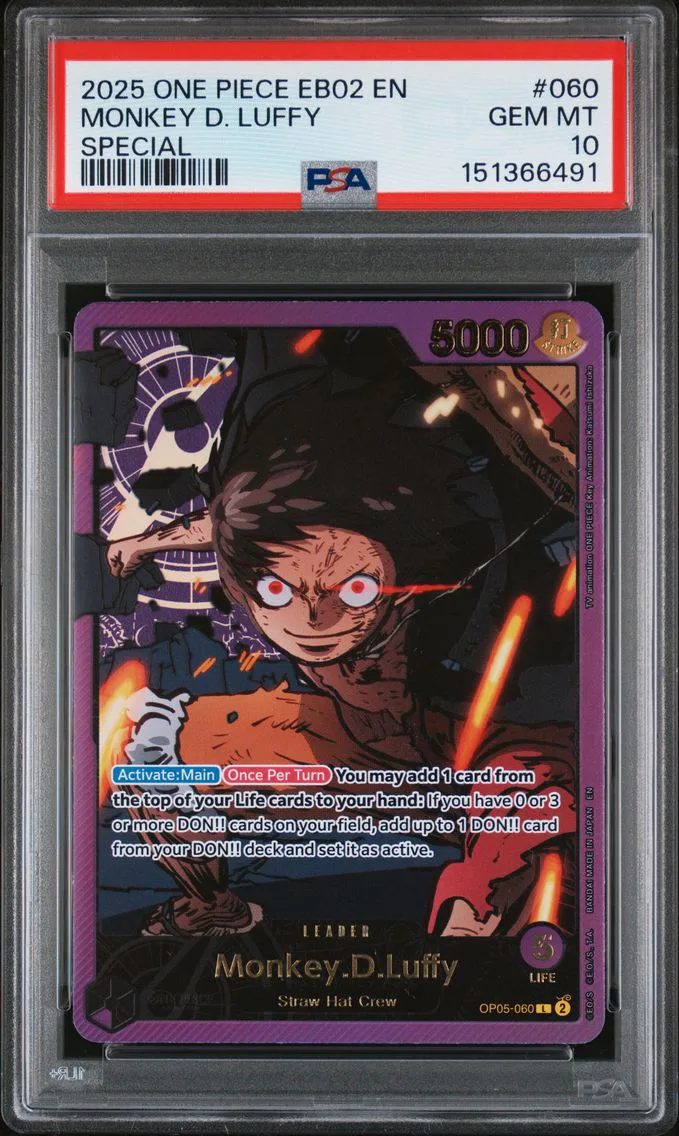 2025 #060 Monkey D. Luffy PSA 10 One Piece EB02-Extra Booster -Anime 25th Collection-