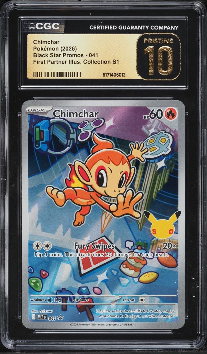 2026 Pokemon Mega Promo First Partner Illustration S1 Full Art Chimchar #41 CGC 10 PRISTINE