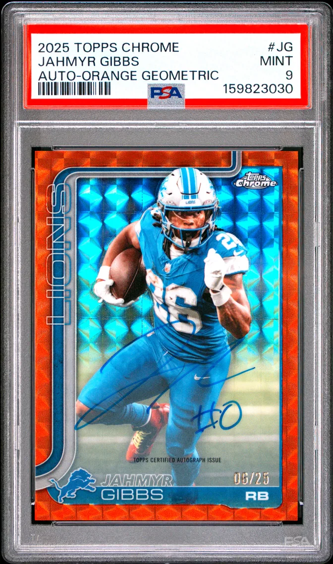 2025 #JG Jahmyr Gibbs PSA 9 Topps Chrome Autographs