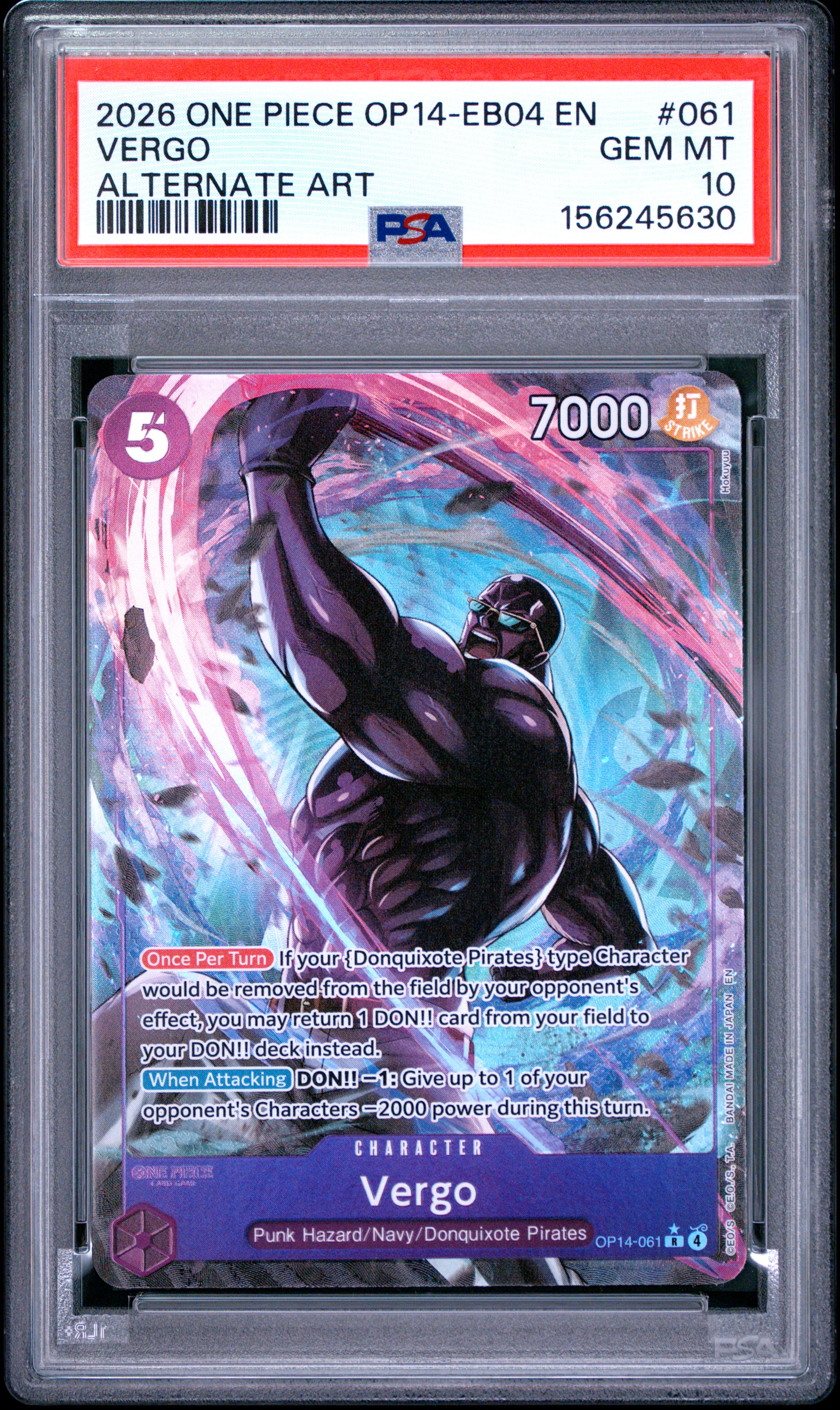 2026 #061 Vergo PSA 10 One Piece Op14-Eb04-The Azure Sea'S Seven