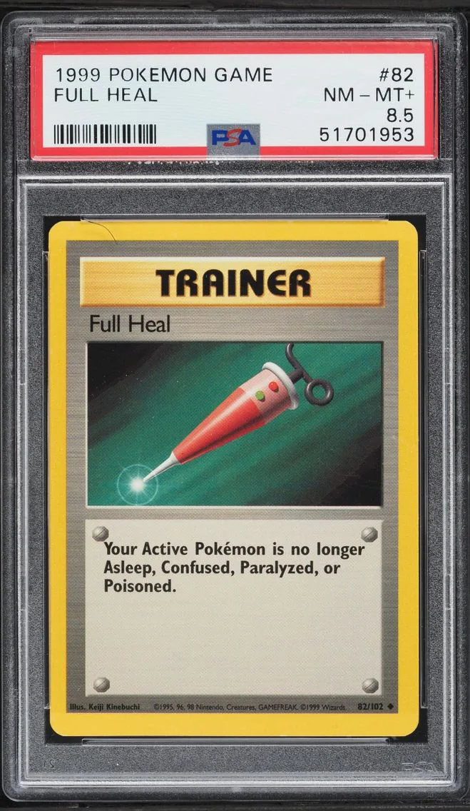 1999 Pokemon Base Set Full Heal #82 PSA 8.5 NM-MT+