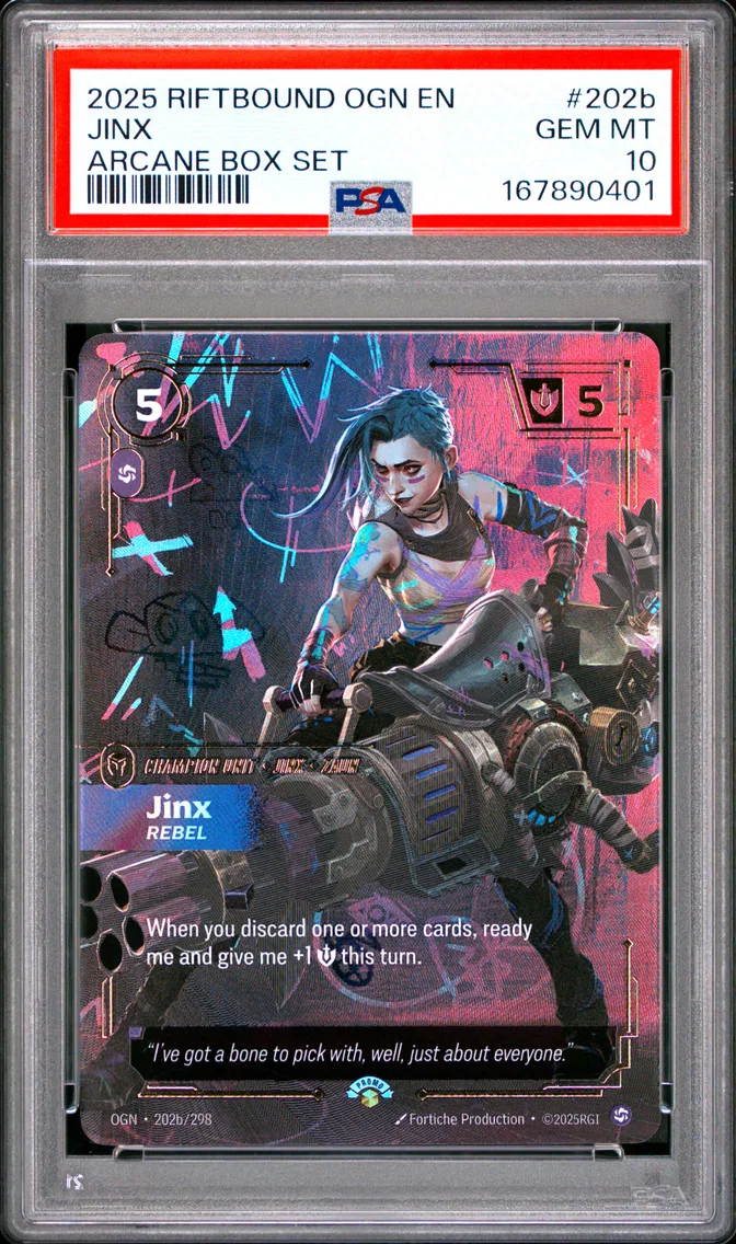 2025 #202b Jinx - Rebel PSA 10 Riftbound: League of Legends Ogn-Origins