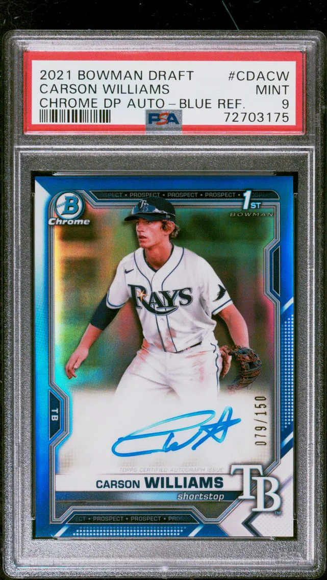 2021 #CDACW Carson Williams PSA 9 Bowman Draft Chrome Draft Pick Autographs