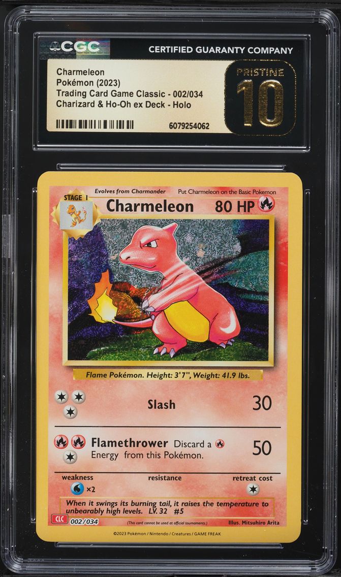 2023 #002 Charmeleon CGC 10 Pristine Clc-Trading Card Game Classic Charizard & HO-Oh EX Deck Pokemon