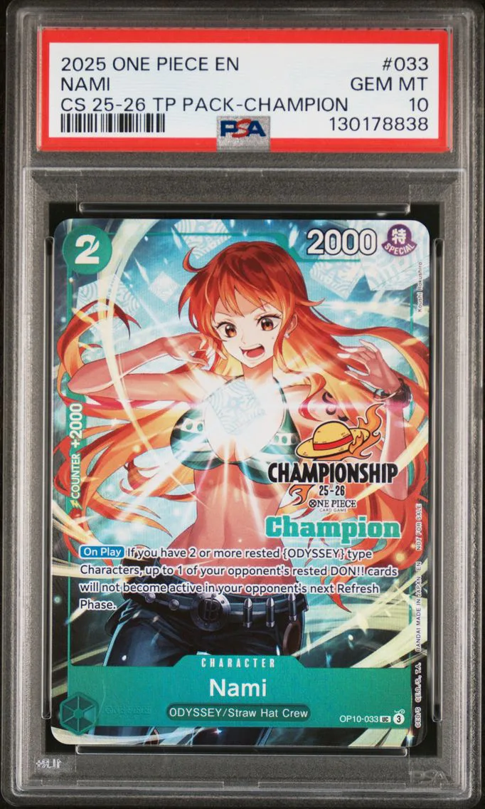 2025 #033 Nami PSA 10 One Piece Championship 25-26 Top Player Pack