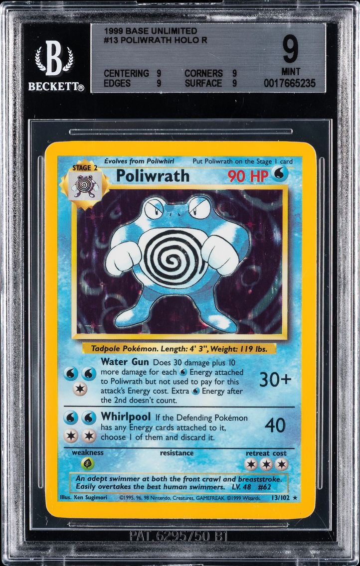 1999 #13 Poliwrath-Holo BGS 9 Ga