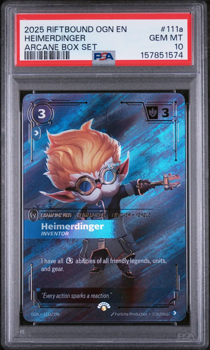 2025 #111a Heimerdinger - Inventor PSA 10 Riftbound: League of Legends Ogn-Origins