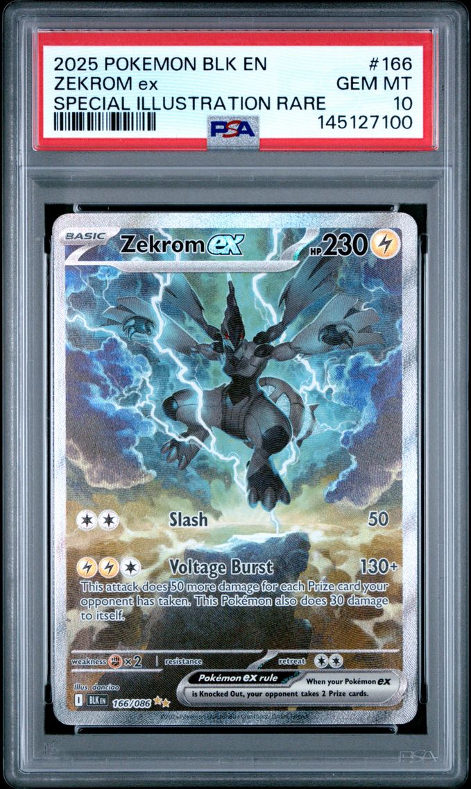 2025 #166 Zekrom EX PSA 10 Blk EN-Black Bolt