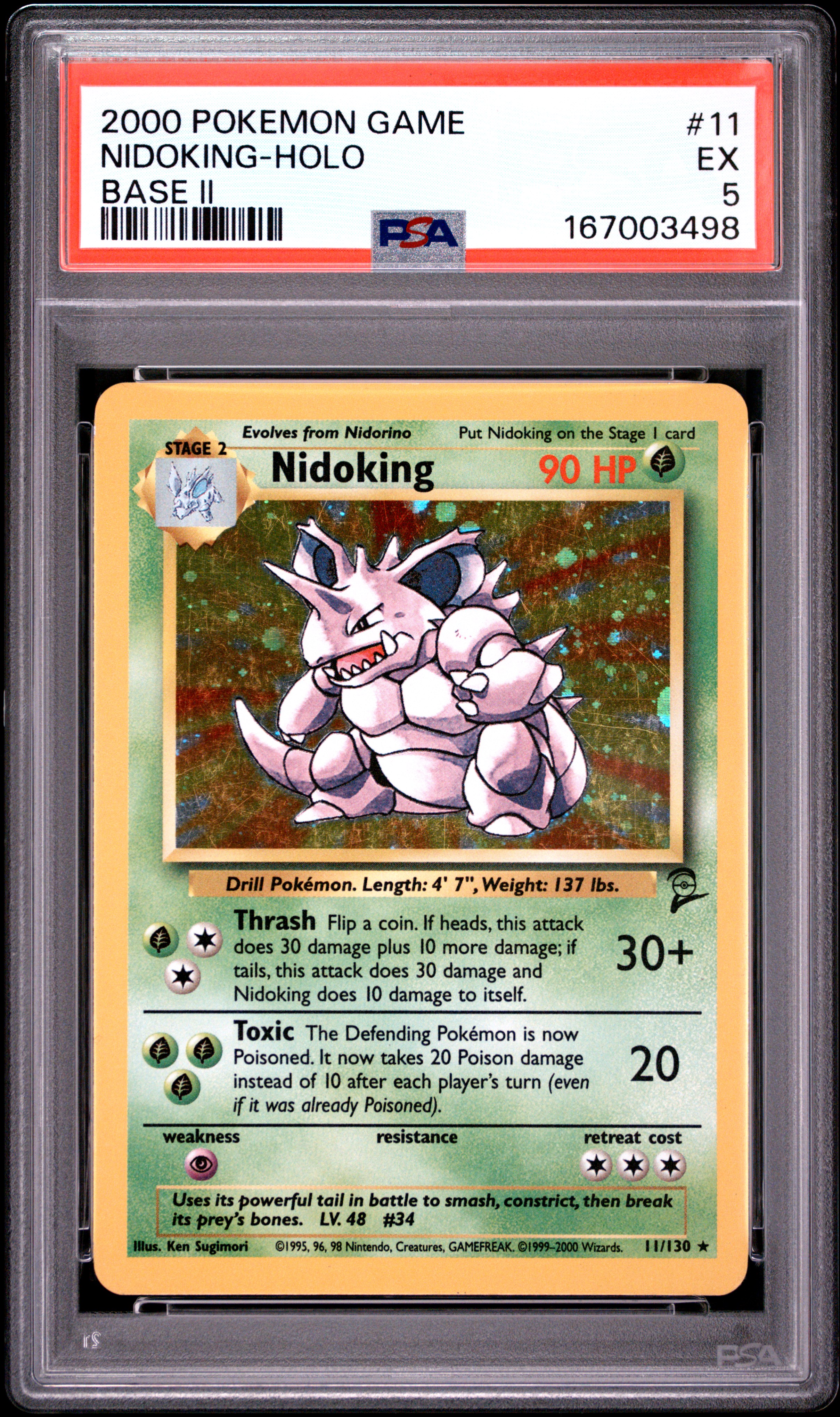 2000 #11 Nidoking-Holo PSA 5 Game Base Ii