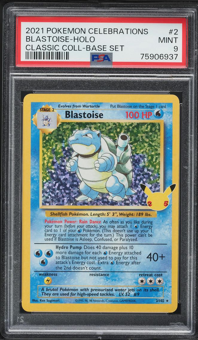 2021 #2 Blastoise-Holo PSA 9 Celebrations Classic Collection Pokemon