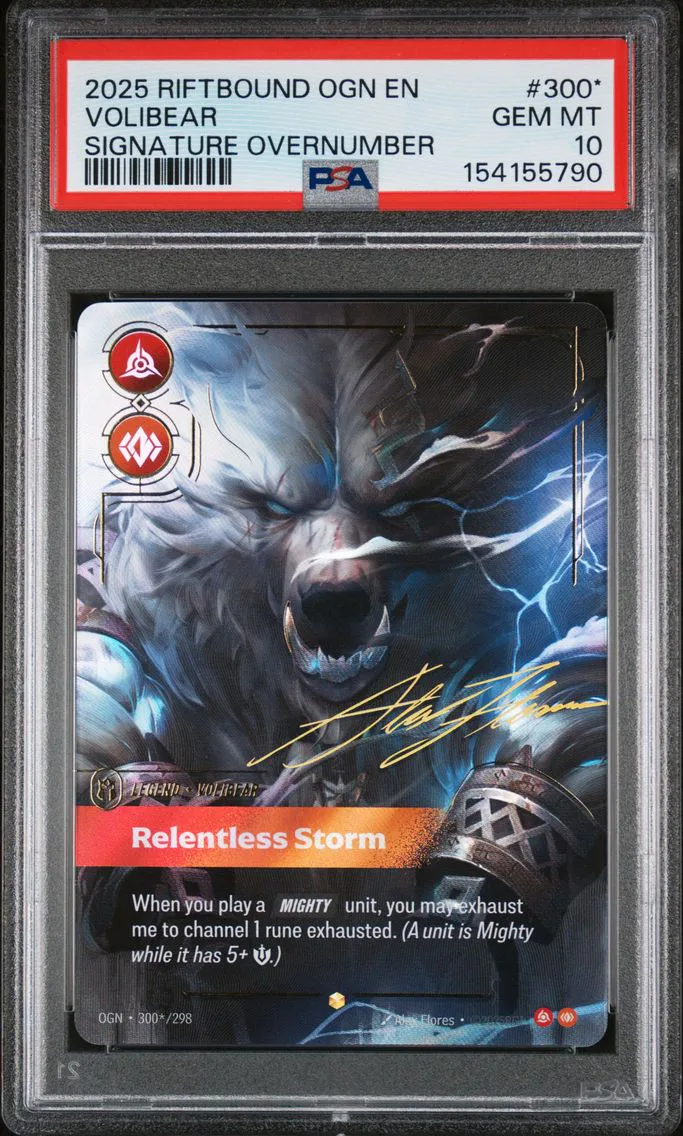 2025 #300* Volibear - Relentless Storm PSA 10 Riftbound: League of Legends Ogn-Origins