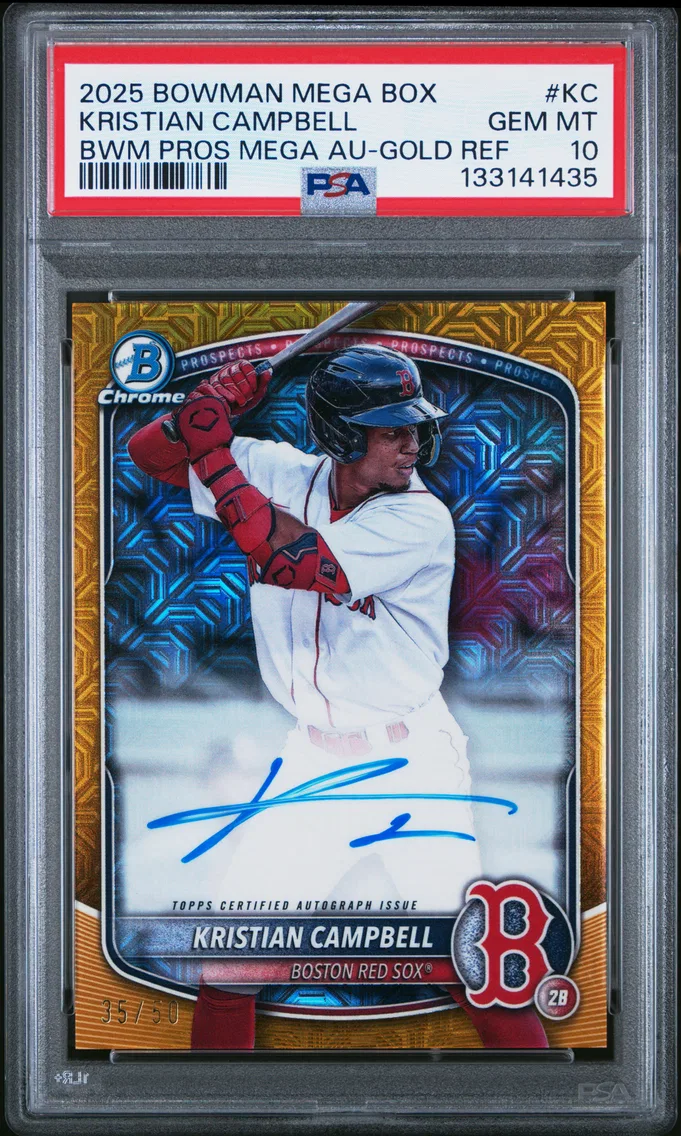 2025 #KC Kristian Campbell PSA 10 Bowman Mega Box Bowman Prospect Mega Autographs