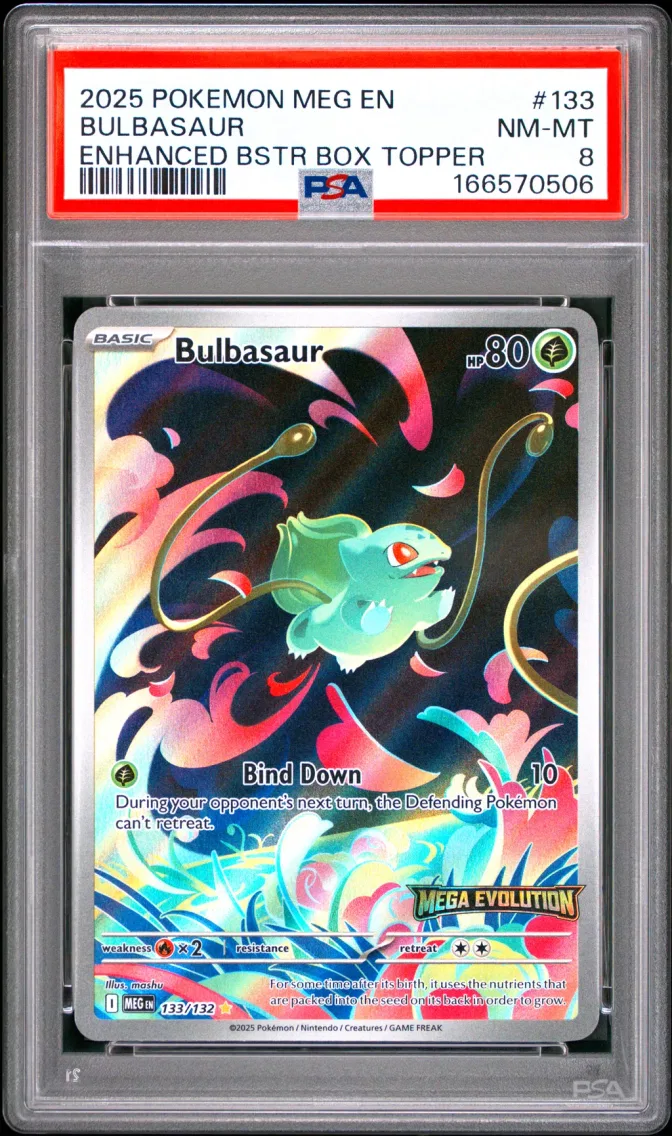 2025 #133 Bulbasaur PSA 8 Meg EN-Mega Evolution