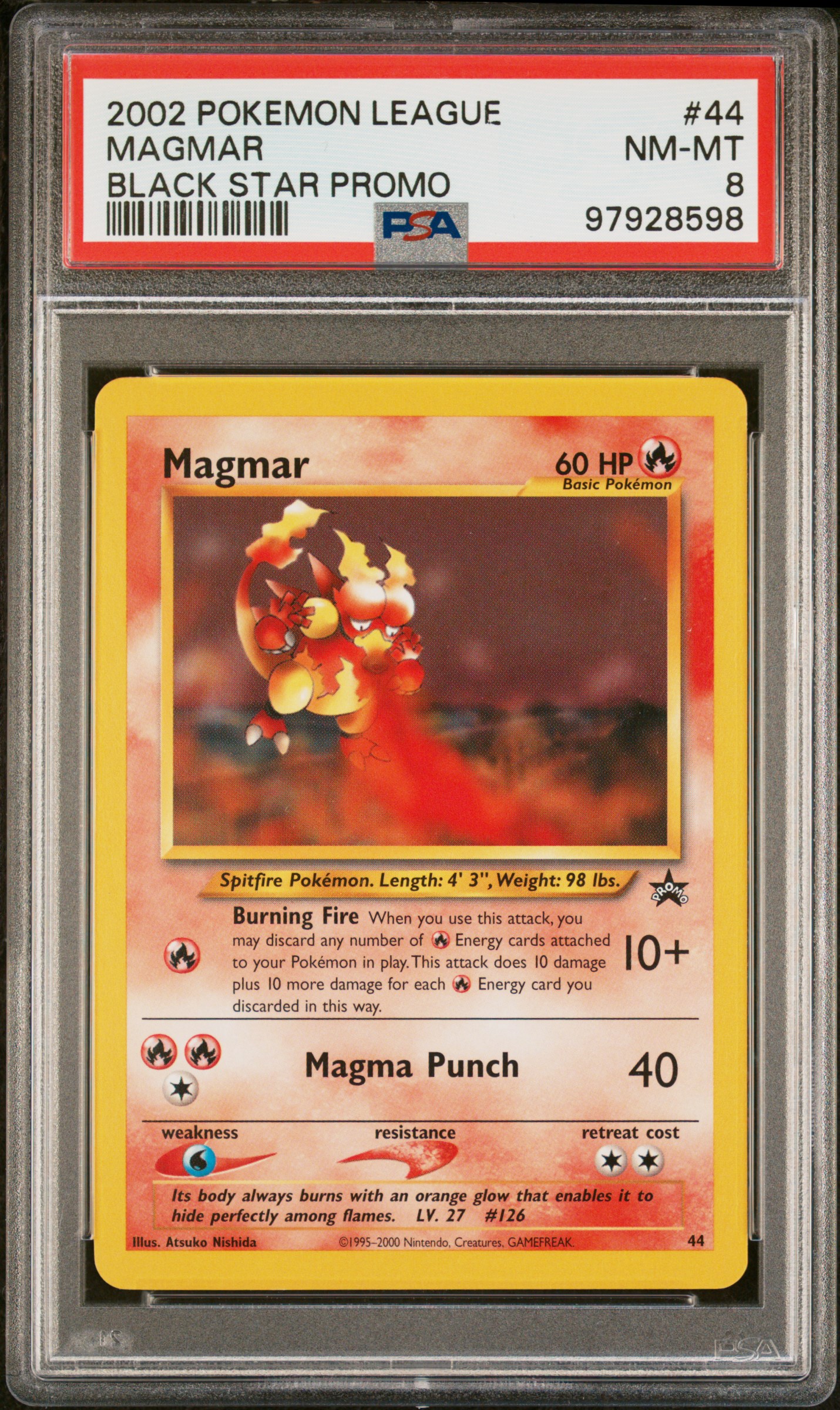 2002 #44 Magmar PSA 8 League Promo Black Star