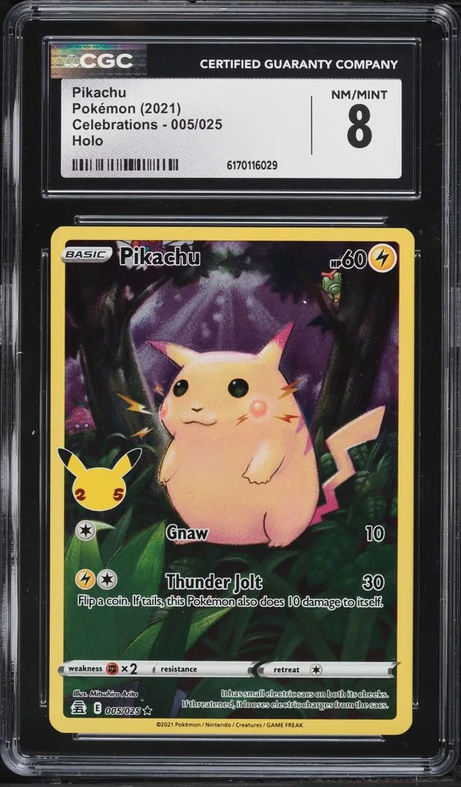 2021 Pokemon Sword & Shield Celebrations Full Art Pikachu #5 CGC 8 NM-MT